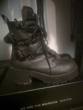 Killstar JUNO BOOTS / Black Platform Combat Boots - Women's Lace-Up Ankle Boot